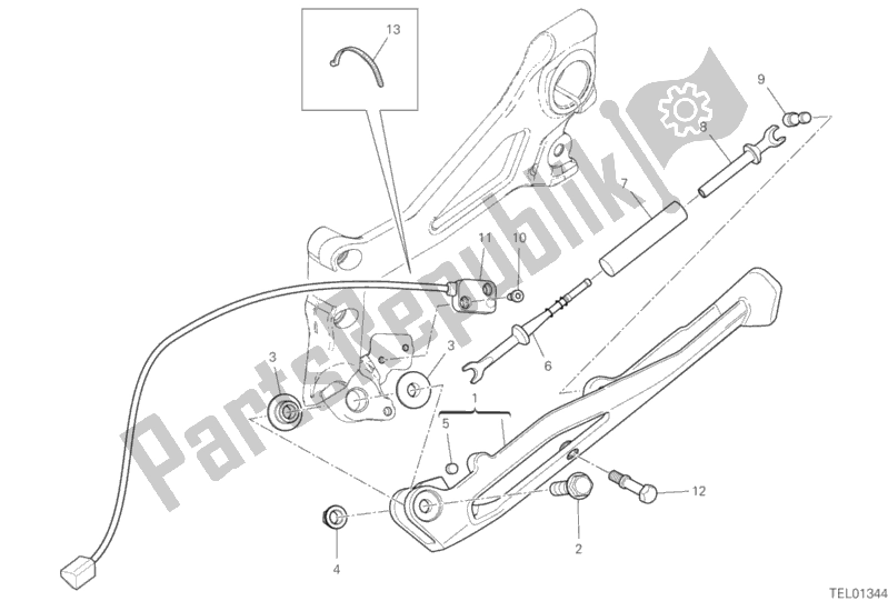 All parts for the Side Stand of the Ducati Streetfighter V4 Thailand 1103 2020